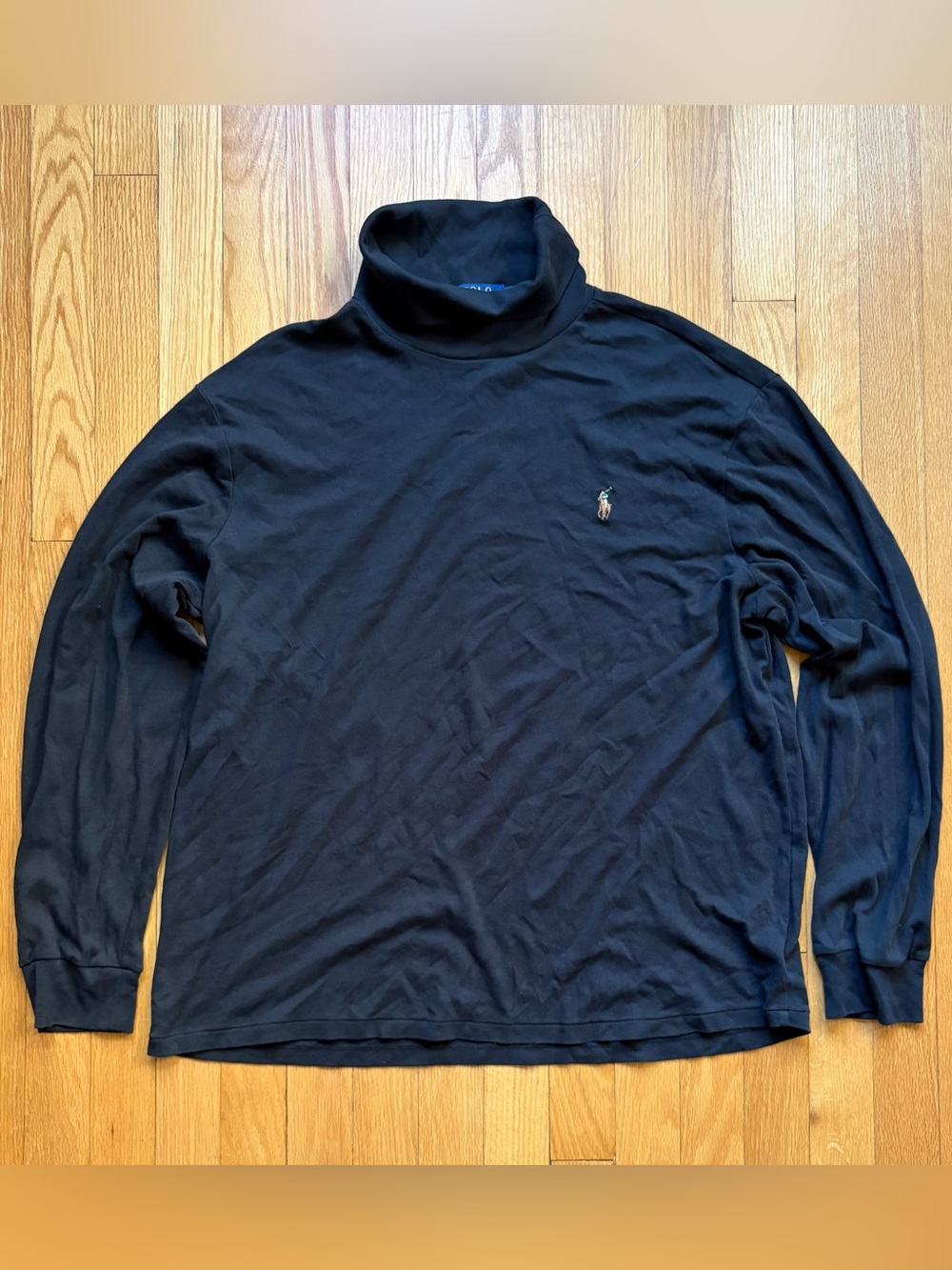 Polo Ralph Lauren Men’s Turtleneck Sweater 100% Cotton XL Black Solid